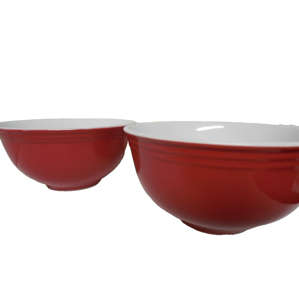 Room Essentials Red/White Stacking Set of 2 Mixing Bowls 6"